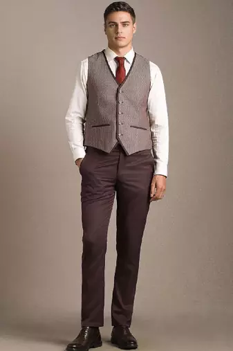 Self design slim fit single-breasted three-piece suits