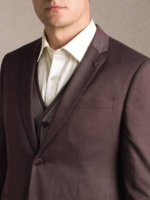 Self design slim fit single-breasted three-piece suits 4