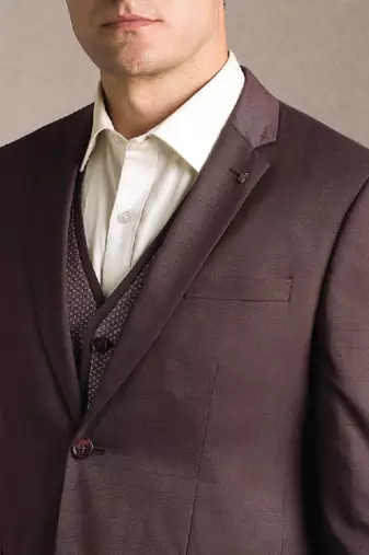 Self design slim fit single-breasted three-piece suits