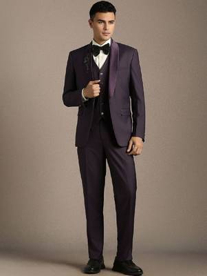 Embellished slim fit single-breasted three-piece suits 2