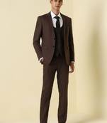 Self design slim fit single-breasted three-piece suits