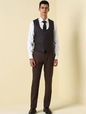 Self design slim fit single-breasted three-piece suits 2