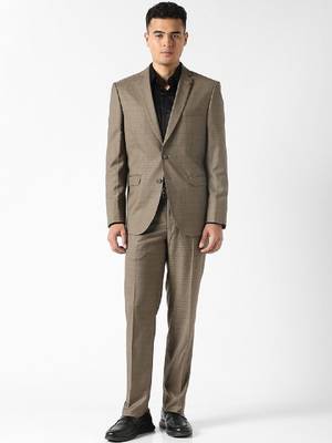 Self design slim fit single-breasted two-piece suits 1
