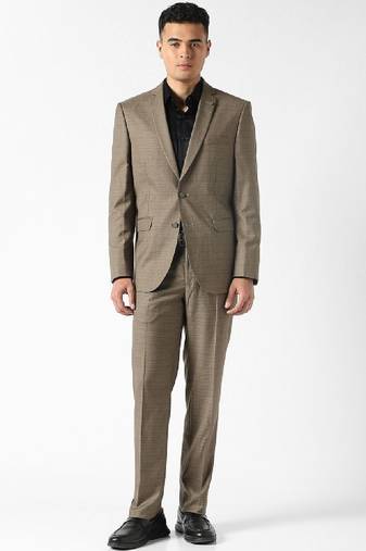 Self design slim fit single-breasted two-piece suits