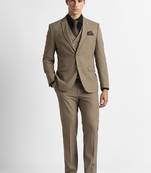 Self design slim fit single-breasted three-piece suits