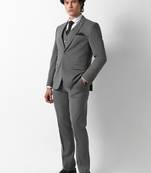Self design slim fit single-breasted three-piece suits