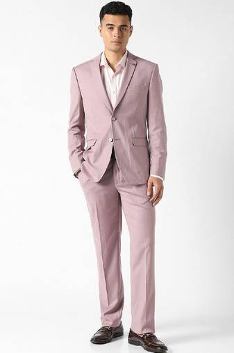 Self design slim fit single-breasted two-piece suits