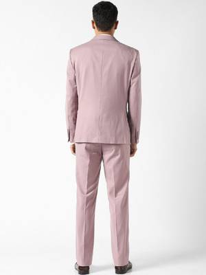 Self design slim fit single-breasted two-piece suits 3