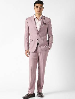 Self design slim fit single-breasted two-piece suits 4