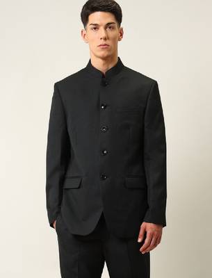Men mandarin collar long sleeves blazer and trousers suit 3