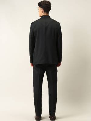 Men mandarin collar long sleeves blazer and trousers suit 4