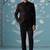 Black lavender textured mandarin collar bandhgala suit
