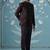 Black lavender textured mandarin collar bandhgala suit