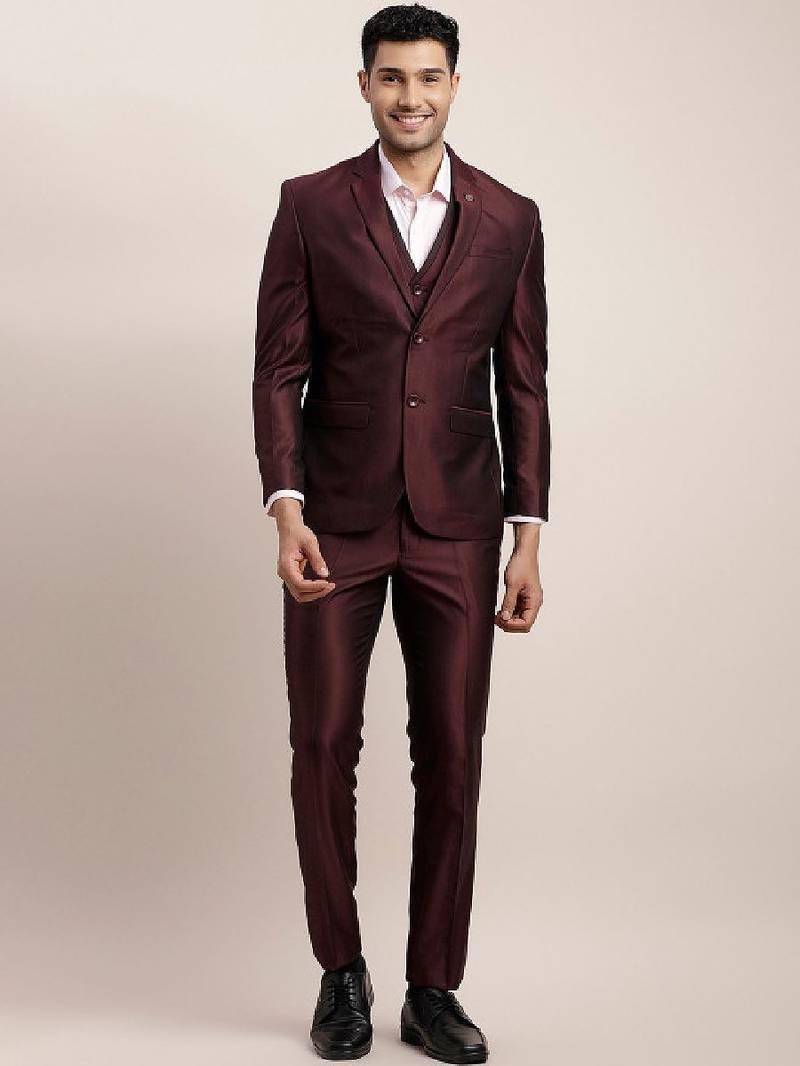 Tailored-fit single-breasted three-piece suit