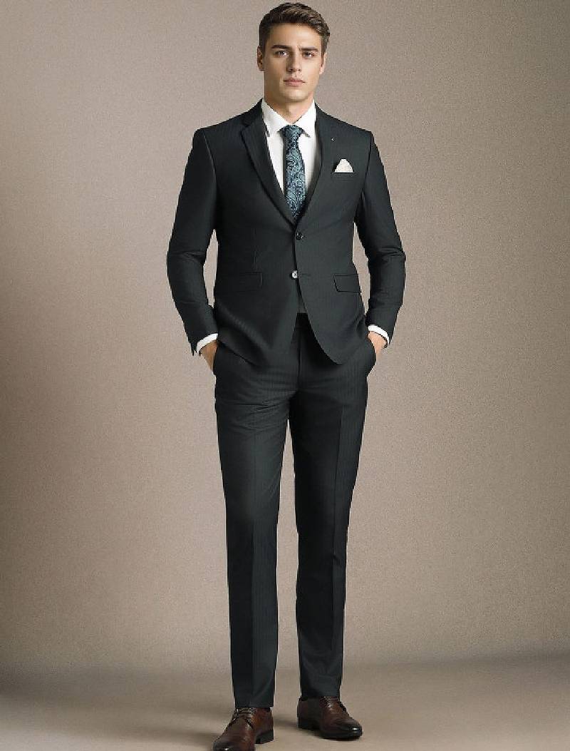 Slim-fit single-breasted two-piece suit