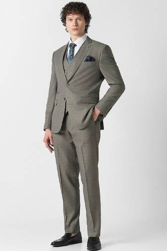 Checked slim-fit single-breasted three-piece suit