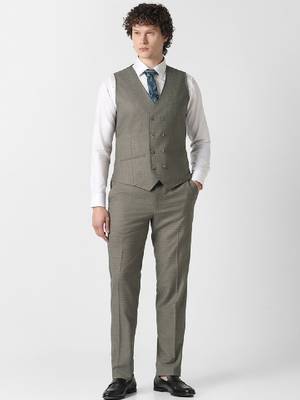 Checked slim-fit single-breasted three-piece suit 3