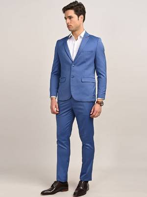 Pure cotton tailored fit single breasted two-piece suits 3