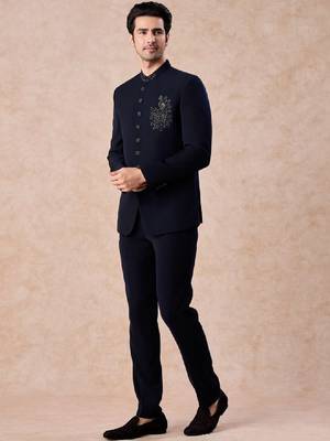 Self design tailored fit jodhpuri two-piece suit 4