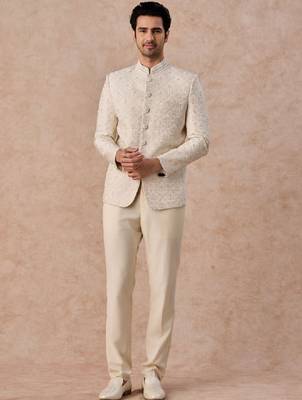Self design tailored fit jodhpuri two-piece suit 1