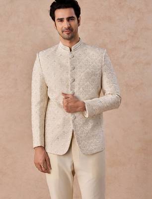 Self design tailored fit jodhpuri two-piece suit 3