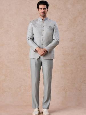 Self design tailored fit jodhpuri two-piece suit 1