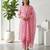 Pink printed cotton blend stitched geometric print salwar kurta dupatta for women