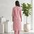 Pink printed cotton blend stitched geometric print salwar kurta dupatta for women