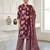 Wine printed cotton blend stitched floral print salwar kurta dupatta for women
