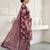 Wine printed cotton blend stitched floral print salwar kurta dupatta for women