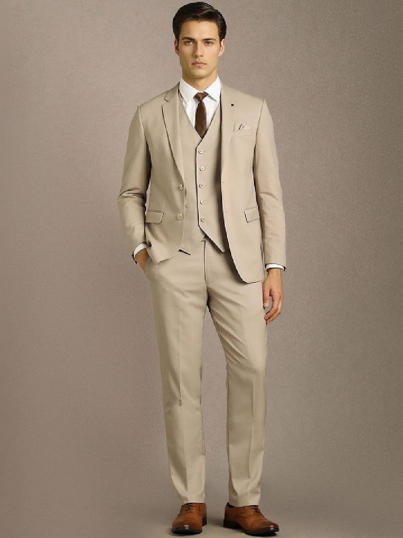 Slim-fit single-breasted three-piece suit