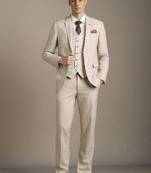 Textured slim-fit single-breasted three-piece suit
