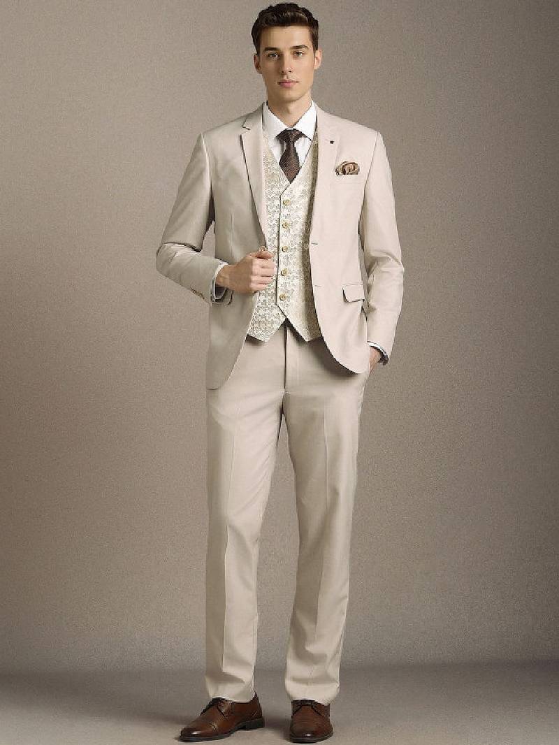 Textured slim-fit single-breasted three-piece suit
