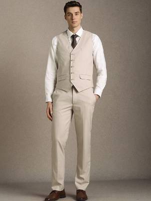 Textured slim-fit single-breasted three-piece suit 3