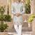 Men's pastel sage green zari thread embroidery work kurta set