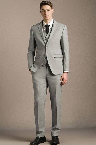 Textured slim-fit single-breasted three-piece suit