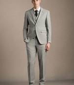 Textured slim-fit single-breasted three-piece suit