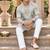 Men's pastel sage green zari thread embroidery work kurta set