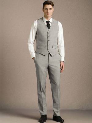Textured slim-fit single-breasted three-piece suit 3
