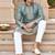 Men's dusty teal zari thread embroidery work kurta pajama