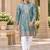 Men's dusty teal zari thread embroidery work kurta pajama