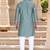 Men's dusty teal zari thread embroidery work kurta pajama