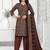 Brown printed cotton blend stitched ethnic motifs print salwar kurta dupatta for women