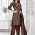 Brown printed cotton blend stitched ethnic motifs print salwar kurta dupatta for women