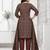 Brown printed cotton blend stitched ethnic motifs print salwar kurta dupatta for women