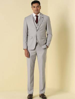 Self design notched lapel slim fit 3 piece suit 1