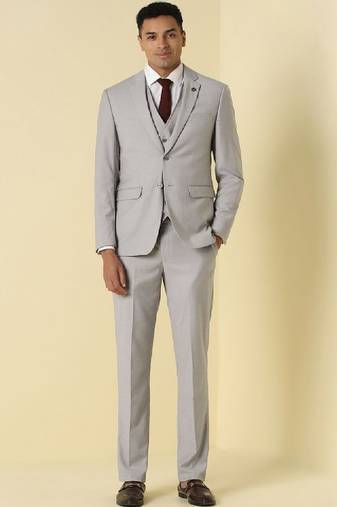 Self design notched lapel slim fit 3 piece suit