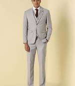 Self design notched lapel slim fit 3 piece suit