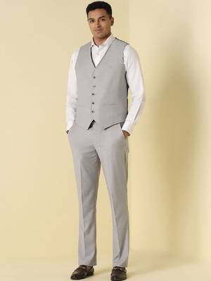 Self design notched lapel slim fit 3 piece suit 2