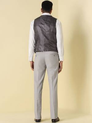 Self design notched lapel slim fit 3 piece suit 4